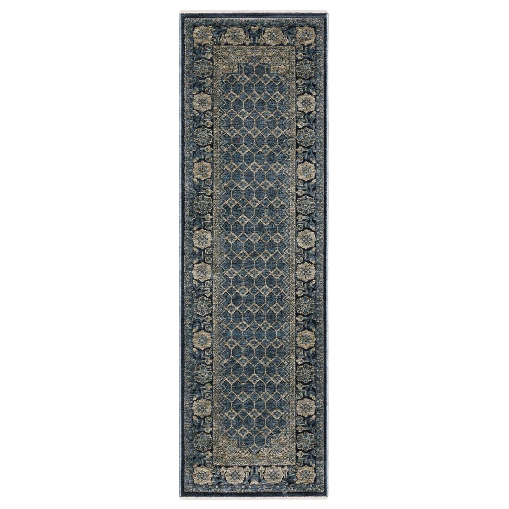 Oriental Weavers Capella CAP03 Blue Rectangle Indoor Runner Oriental Pattern-