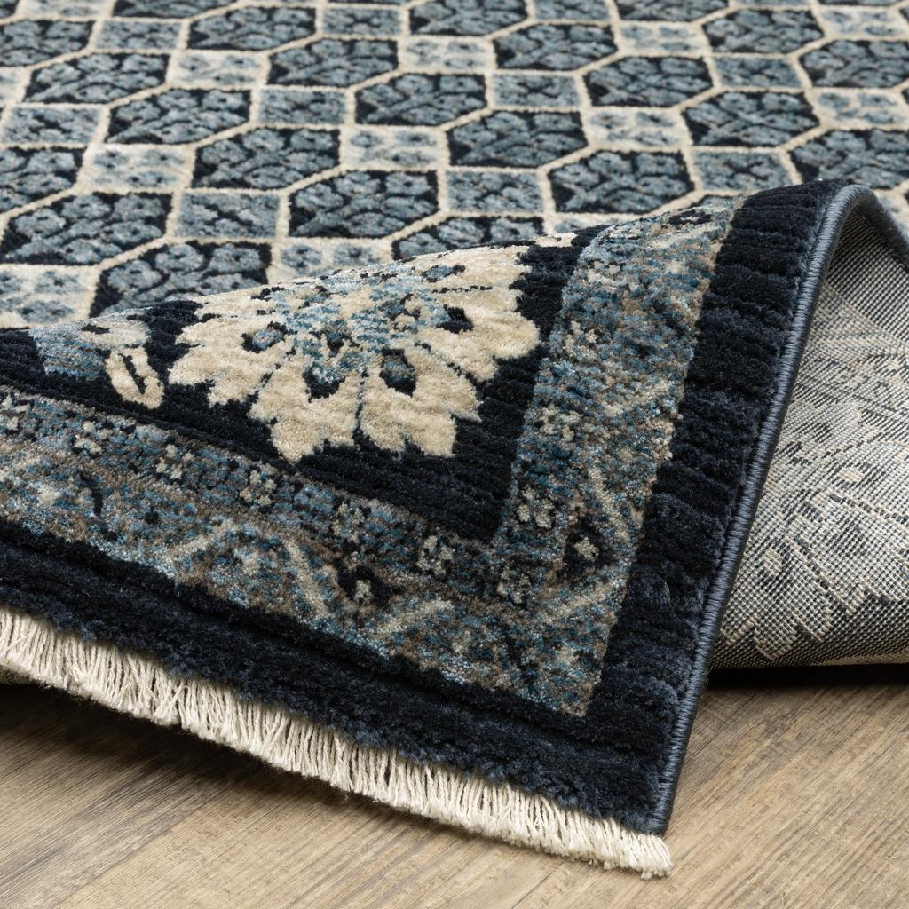 Oriental Weavers Capella CAP03 Blue Rectangle Indoor Runner Oriental Pattern-