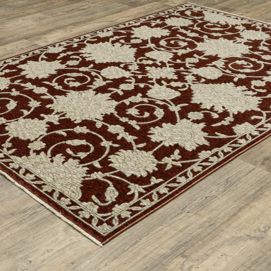 Oriental Weavers Capella CAP08 Red Rectangle Indoor Area Rug Floral Pattern-