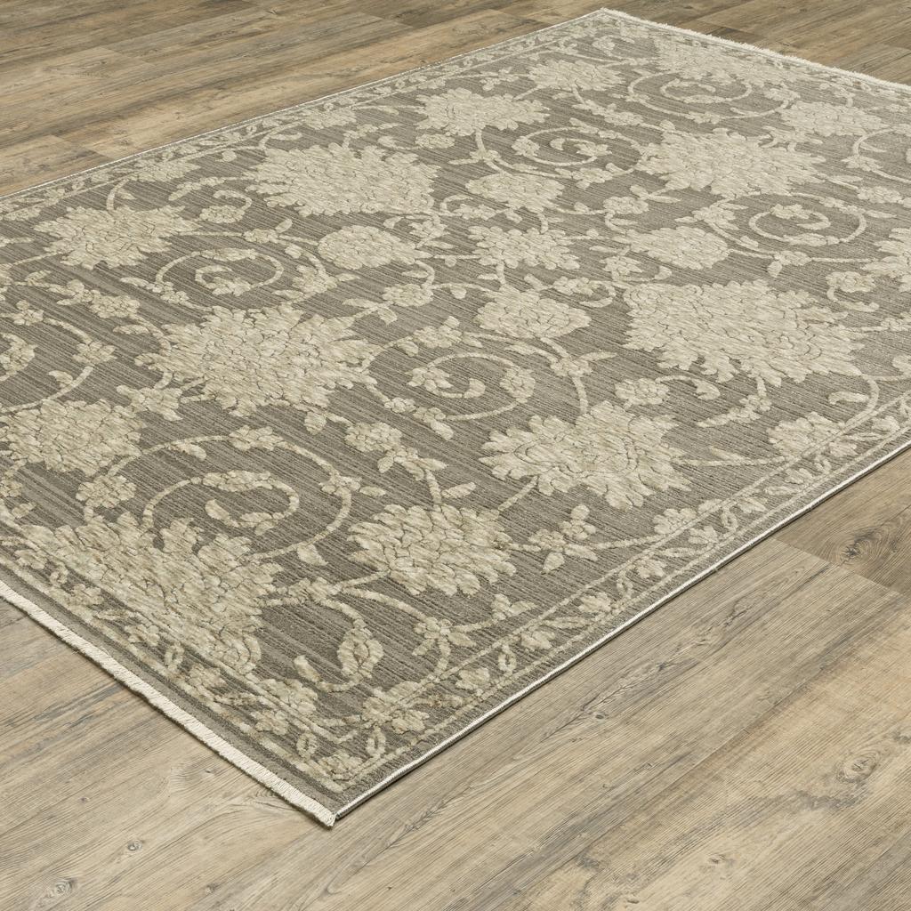 Oriental Weavers Capella CAP09 Grey Rectangle Indoor Area Rug Floral Pattern-