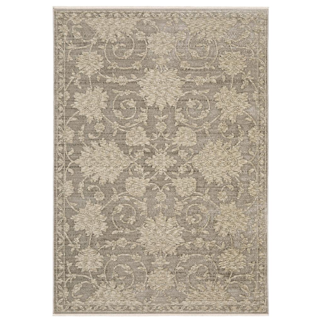Oriental Weavers Capella CAP09 Grey Rectangle Indoor Area Rug Floral Pattern-