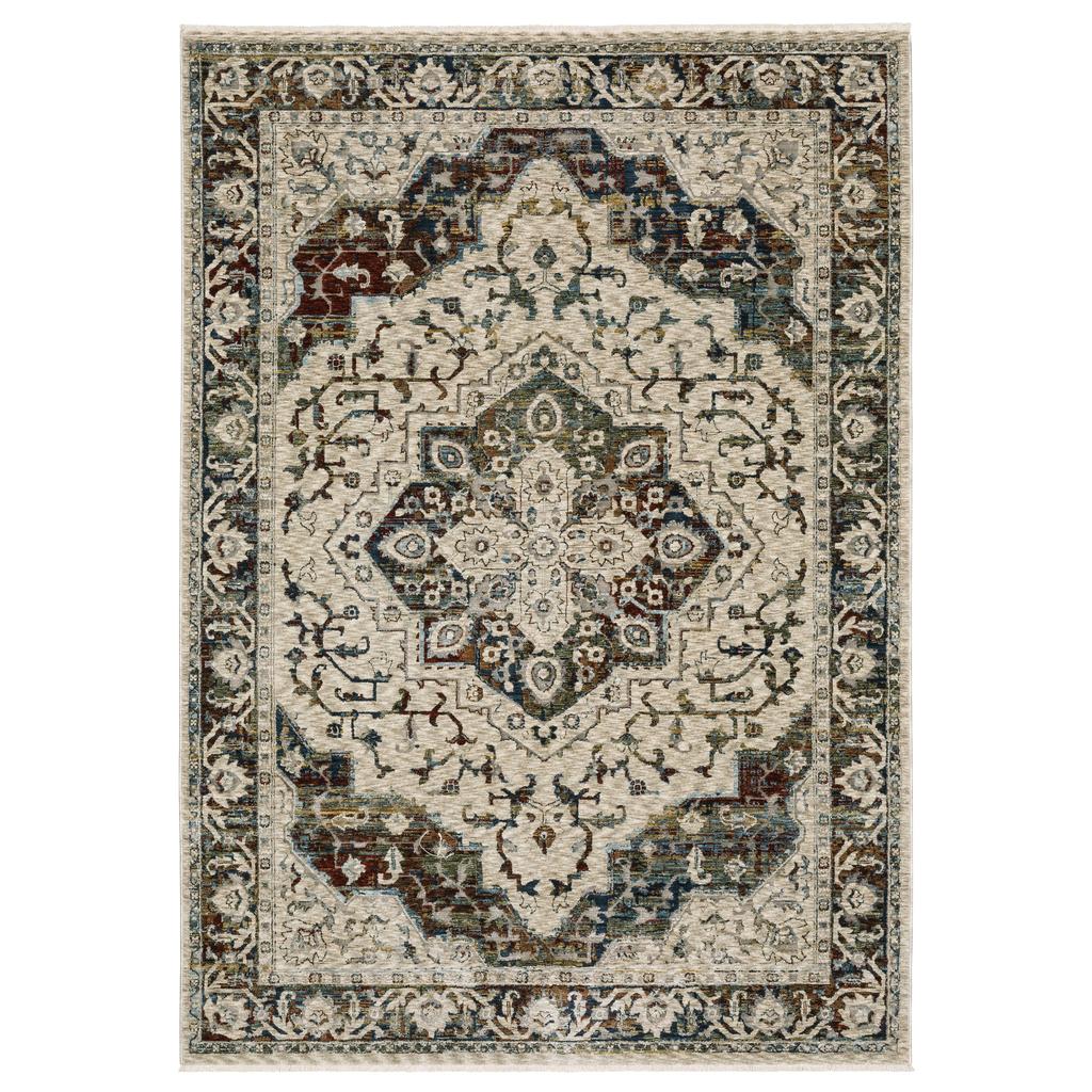 Oriental Weavers Capella CAP12 Beige Rectangle Indoor Area Rug Medallion Pattern-