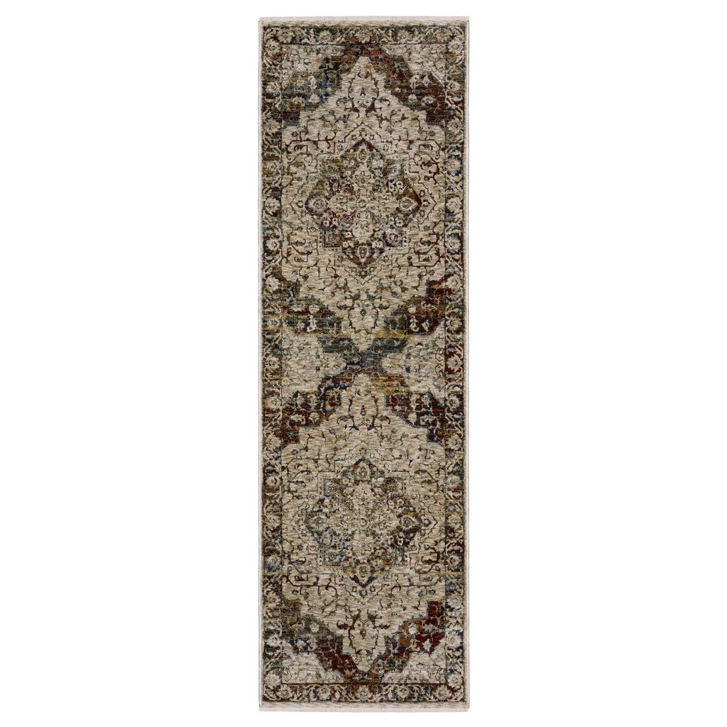 Oriental Weavers Capella CAP12 Beige Rectangle Indoor Runner Medallion Pattern-