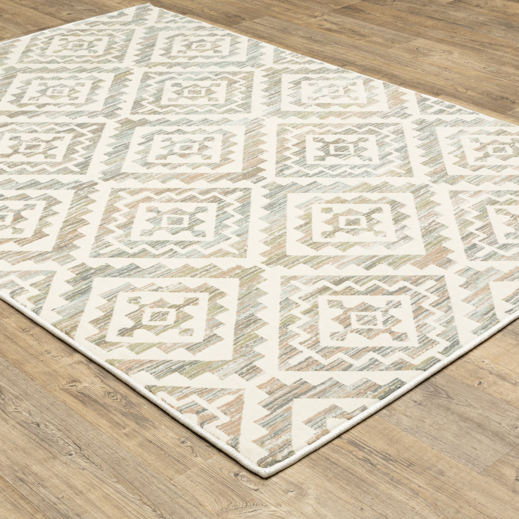 Oriental Weavers Capistrano 288Q1 Multicolor Rectangle Indoor Area Rug - Stain Resistant Low-High Pile Rug with Geometric Design-
