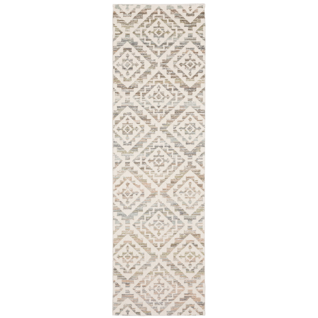 Oriental Weavers Capistrano 288Q1 Multicolor Rectangle Indoor Runner - Stain Resistant Low-High Pile Rug with Geometric Design-