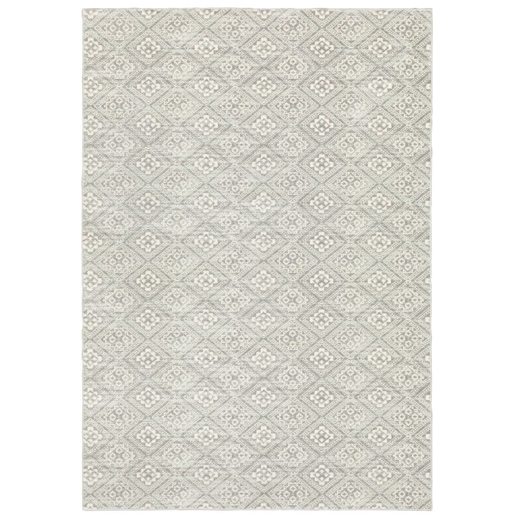Oriental Weavers Capistrano 9894F Gray Rectangle Indoor Area Rug - Stain Resistant Low-High Pile Rug with Geometric Design-