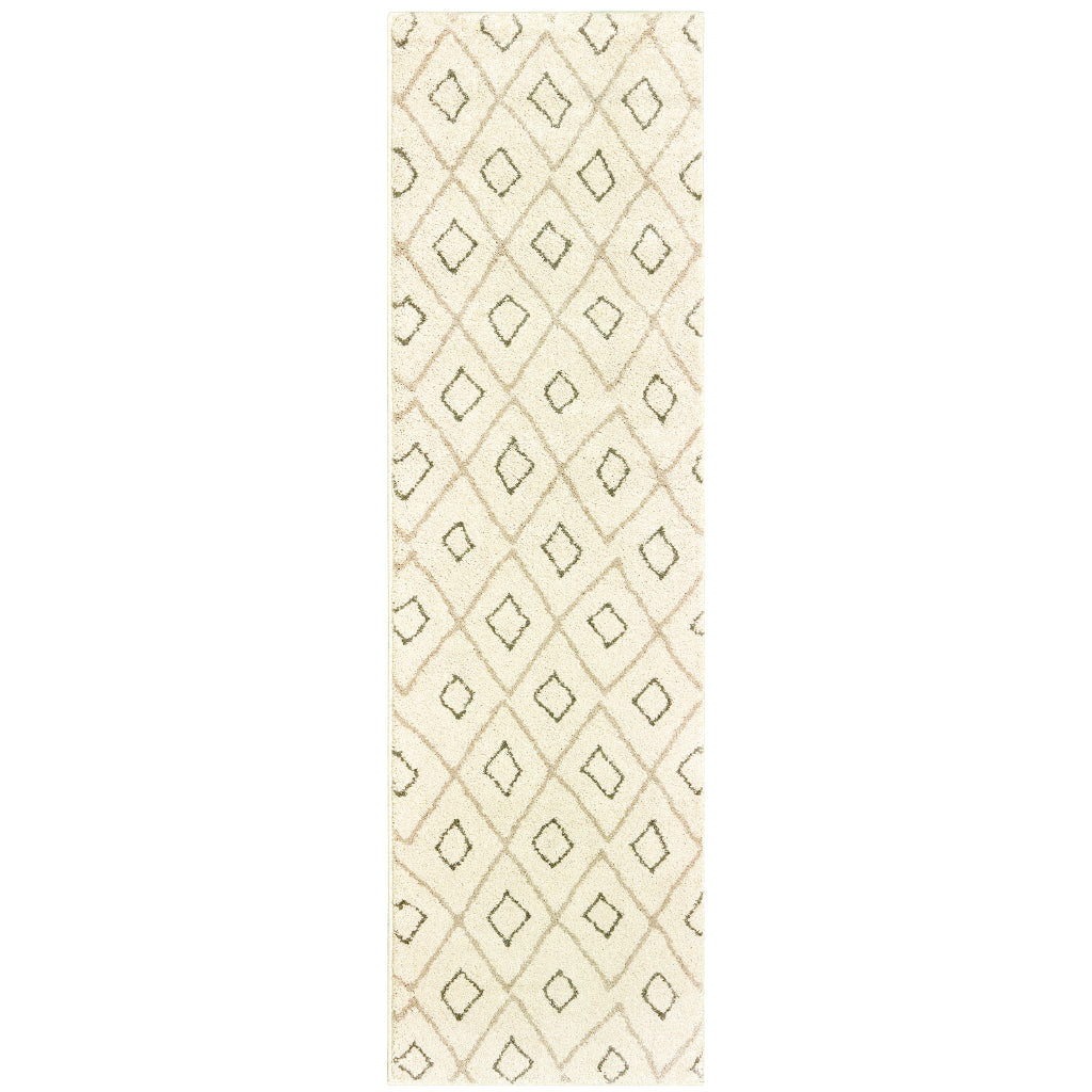 Oriental Weavers Carson 3943G Ivory Rectangle Indoor Runner - Stain Resistant Geometric Rug