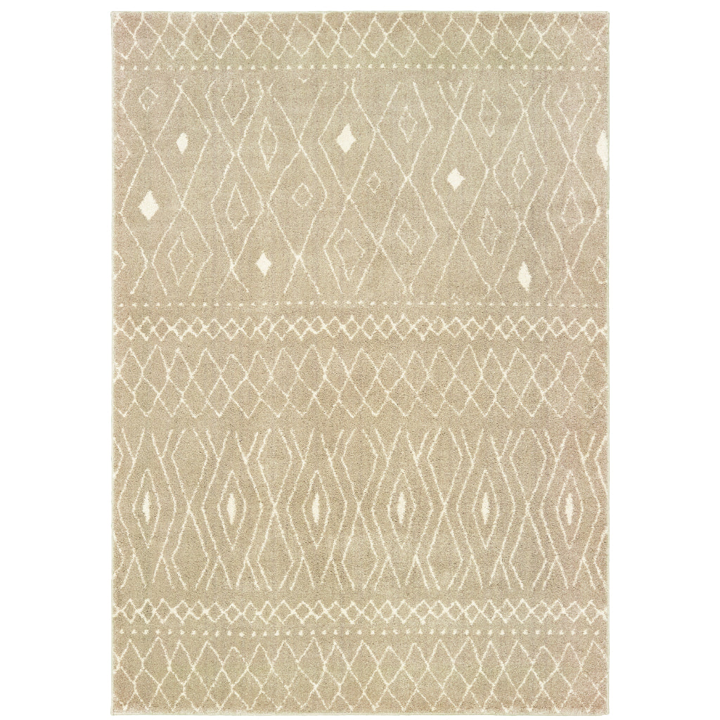 Oriental Weavers Carson 9665B Beige Rectangle Indoor Area Rug - Stain Resistant Geometric Rug