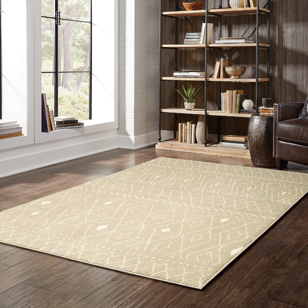 Oriental Weavers Carson 9665B Beige Rectangle Indoor Area Rug - Stain Resistant Geometric Rug