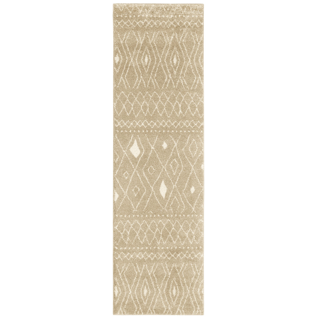 Oriental Weavers Carson 9665B Ivory Rectangle Indoor Runner - Stain Resistant Geometric Rug-