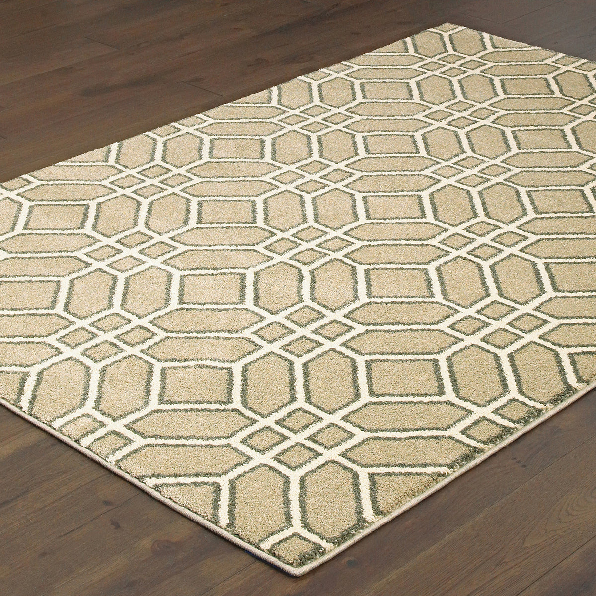 Oriental Weavers Carson 9669D Sand Rectangle Indoor Area Rug - Stain Resistant Geometric Rug