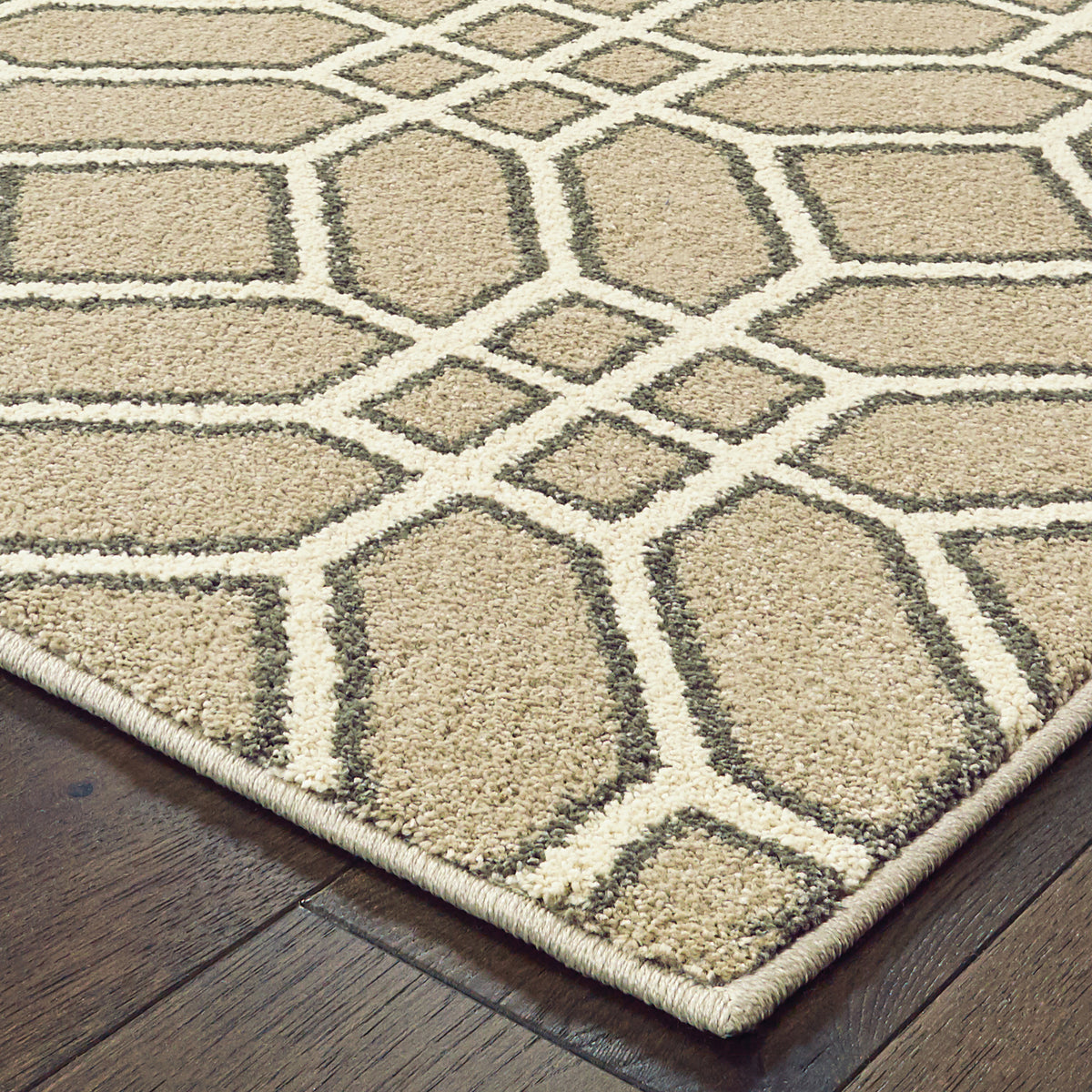 Oriental Weavers Carson 9669D Sand Rectangle Indoor Area Rug - Stain Resistant Geometric Rug