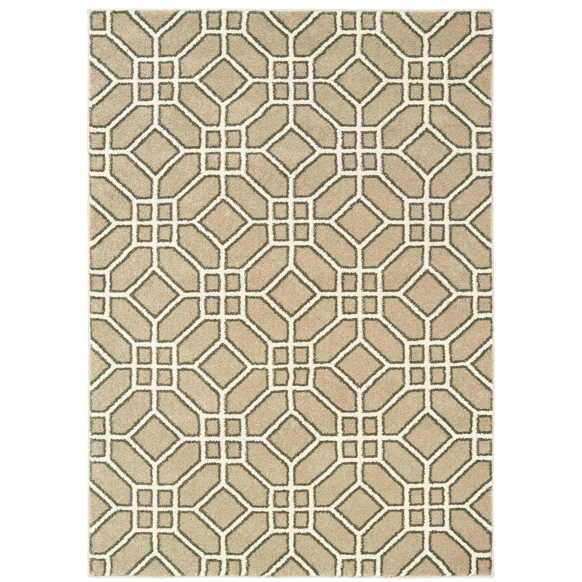 Oriental Weavers Carson 9669D Sand Rectangle Indoor Area Rug - Stain Resistant Geometric Rug