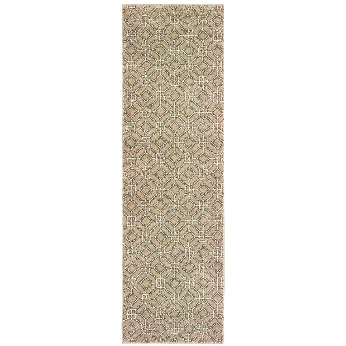 Oriental Weavers Carson 9669D Sand Rectangle Indoor Runner - Stain Resistant Geometric Rug