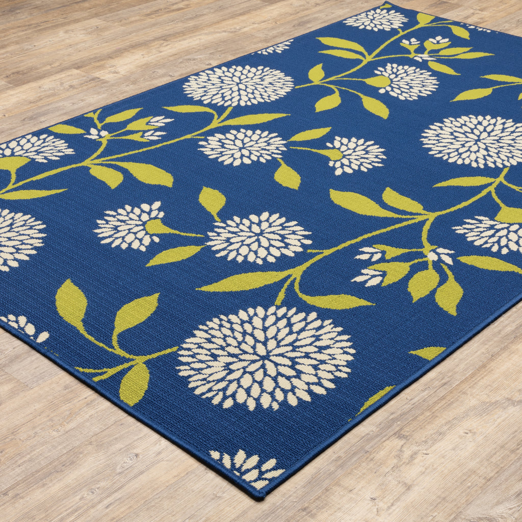 Oriental Weavers Caspian 8327L Blue/Green Rectangle Indoor / Outdoor Area Rug - Durable Stain Resistant Machine Made Patio Rug with Floral Pattern