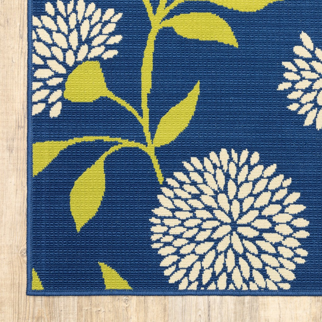 Oriental Weavers Caspian 8327L Blue/Green Rectangle Indoor / Outdoor Runner - Durable Stain Resistant Machine Made Entryway &amp; Hallway Runner with Floral Pattern