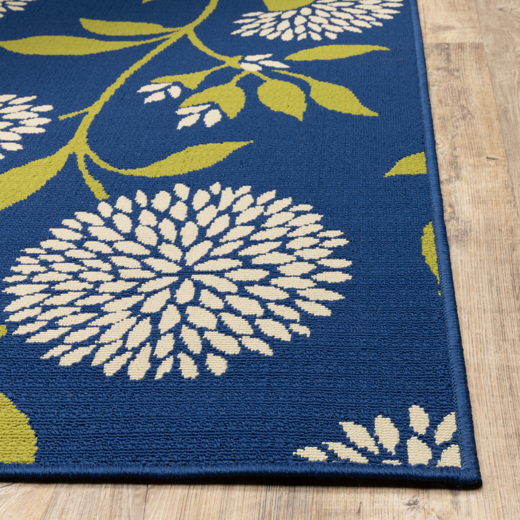 Oriental Weavers Caspian 8327L Blue/Green Rectangle Indoor / Outdoor Runner - Durable Stain Resistant Machine Made Entryway &amp; Hallway Runner with Floral Pattern