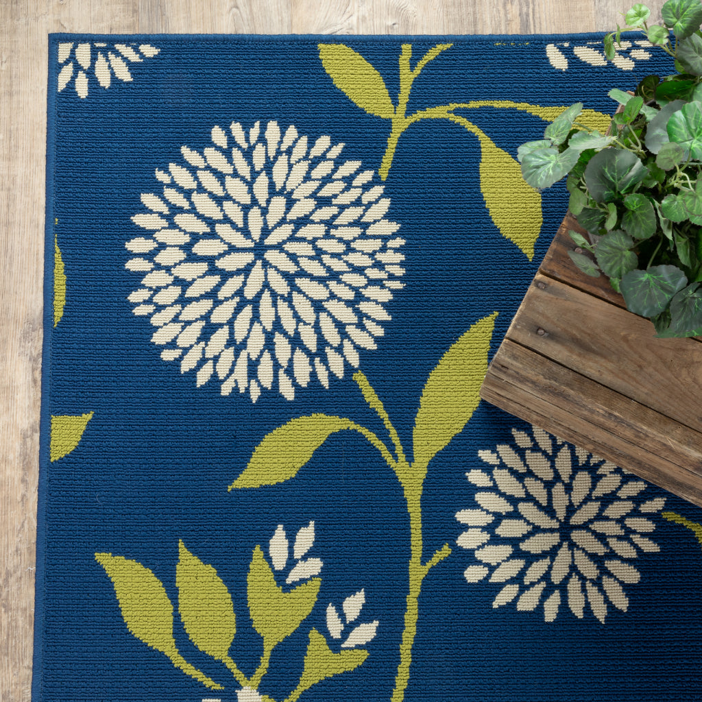 Oriental Weavers Caspian 8327L Blue/Green Rectangle Indoor / Outdoor Runner - Durable Stain Resistant Machine Made Entryway &amp; Hallway Runner with Floral Pattern