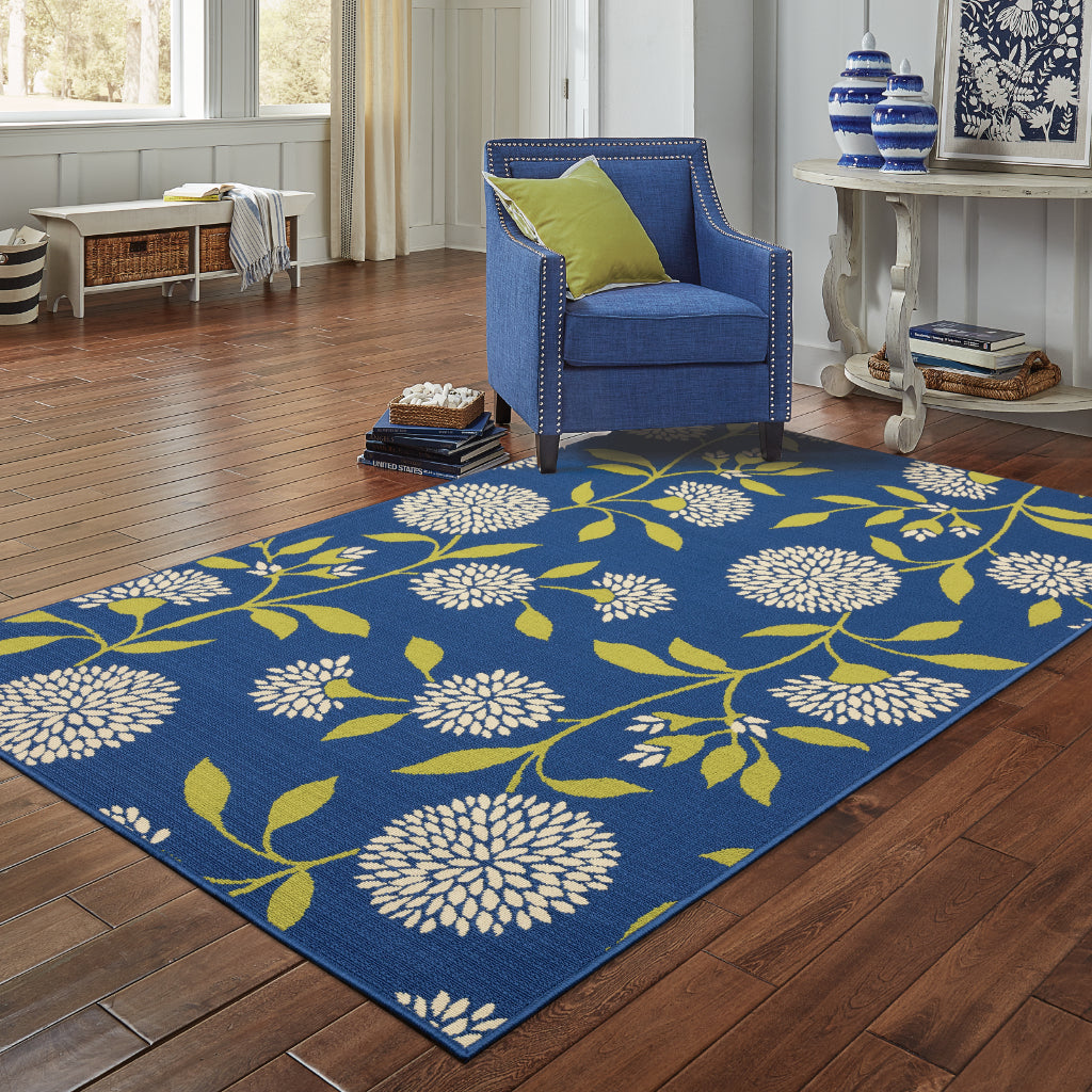 Oriental Weavers Caspian 8327L Blue/Green Rectangle Indoor / Outdoor Area Rug - Durable Stain Resistant Machine Made Patio Rug with Floral Pattern