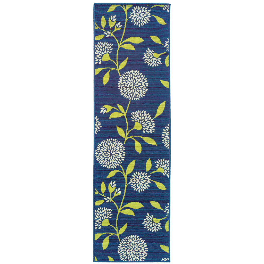 Oriental Weavers Caspian 8327L Blue/Green Rectangle Indoor / Outdoor Runner - Durable Stain Resistant Machine Made Entryway &amp; Hallway Runner with Floral Pattern