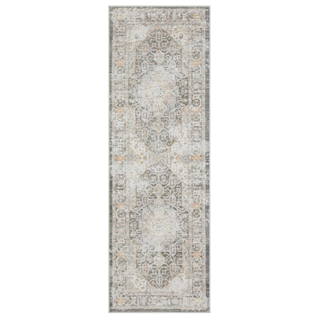 Oriental Weavers Cavett CAV02 Gray Rectangle Indoor Runner Medallion Pattern-