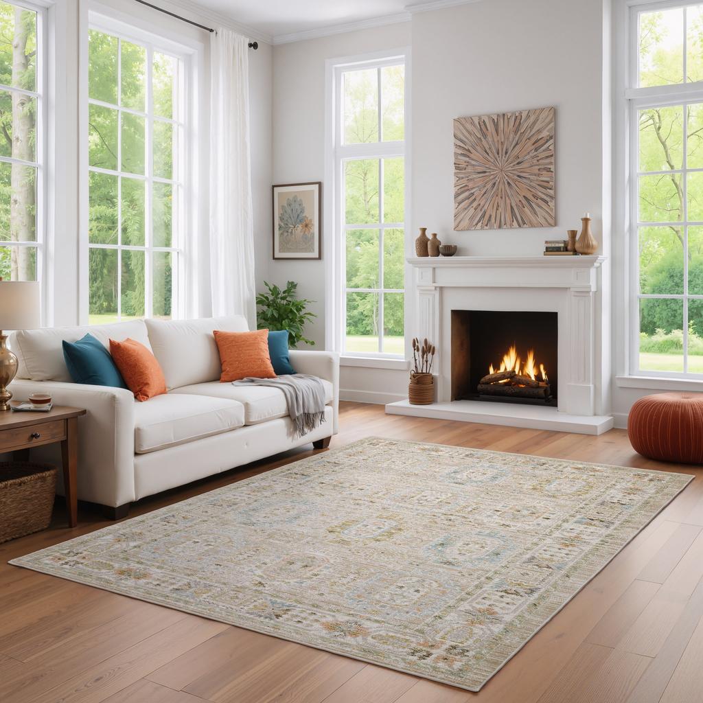 Oriental Weavers Cavett CAV04 Beige Rectangle Indoor Area Rug Oriental Pattern-