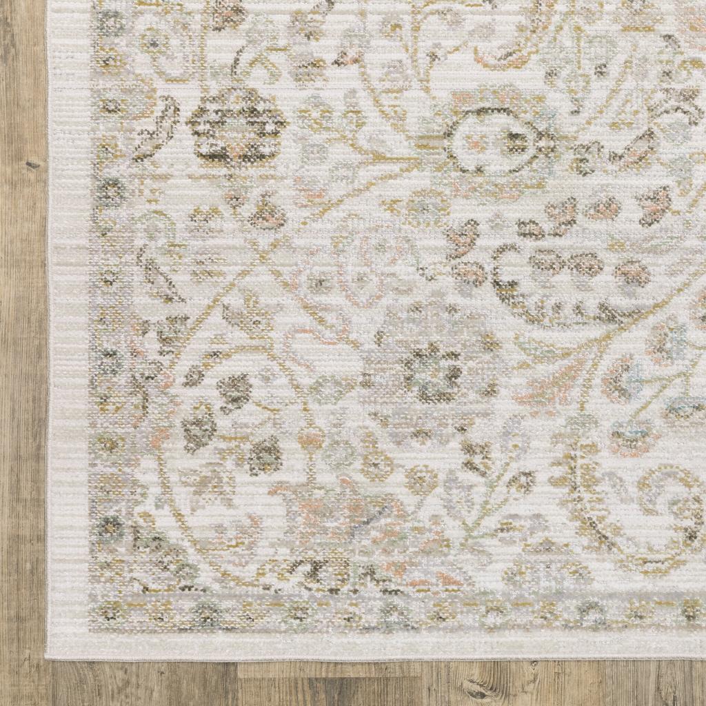 Oriental Weavers Cavett CAV05 Ivory Rectangle Indoor Runner Floral Pattern-