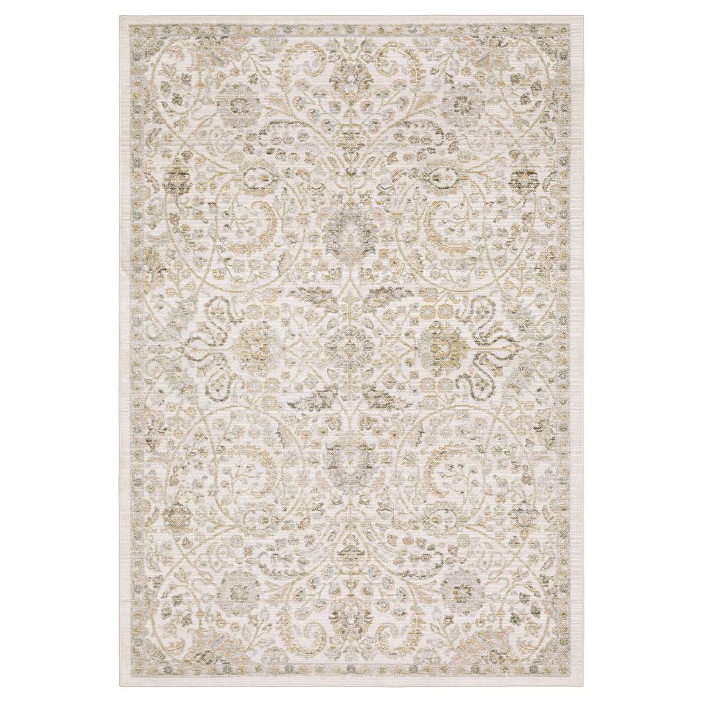 Oriental Weavers Cavett CAV05 Ivory Rectangle Indoor Runner Floral Pattern-