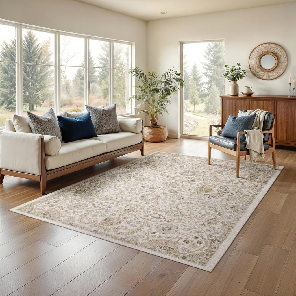 Oriental Weavers Cavett CAV05 Ivory Rectangle Indoor Area Rug Floral Pattern-