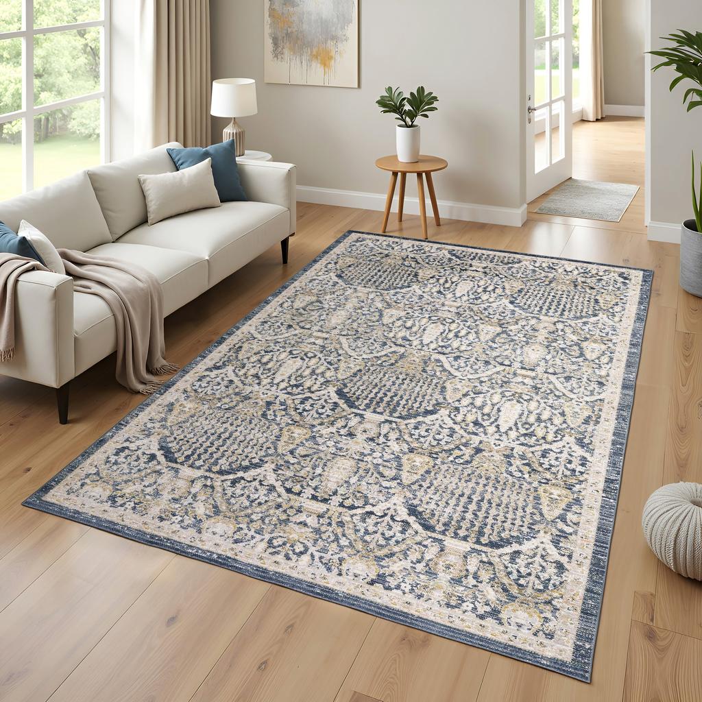 Oriental Weavers Cavett CAV06 Blue Rectangle Indoor Area Rug Oriental Pattern-