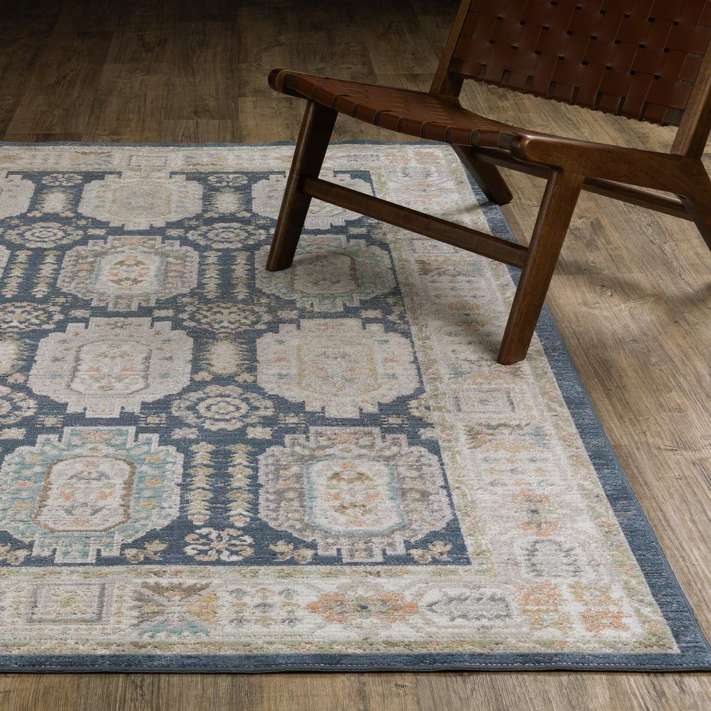 Oriental Weavers Cavett CAV07 Blue Rectangle Indoor Runner Oriental Pattern-