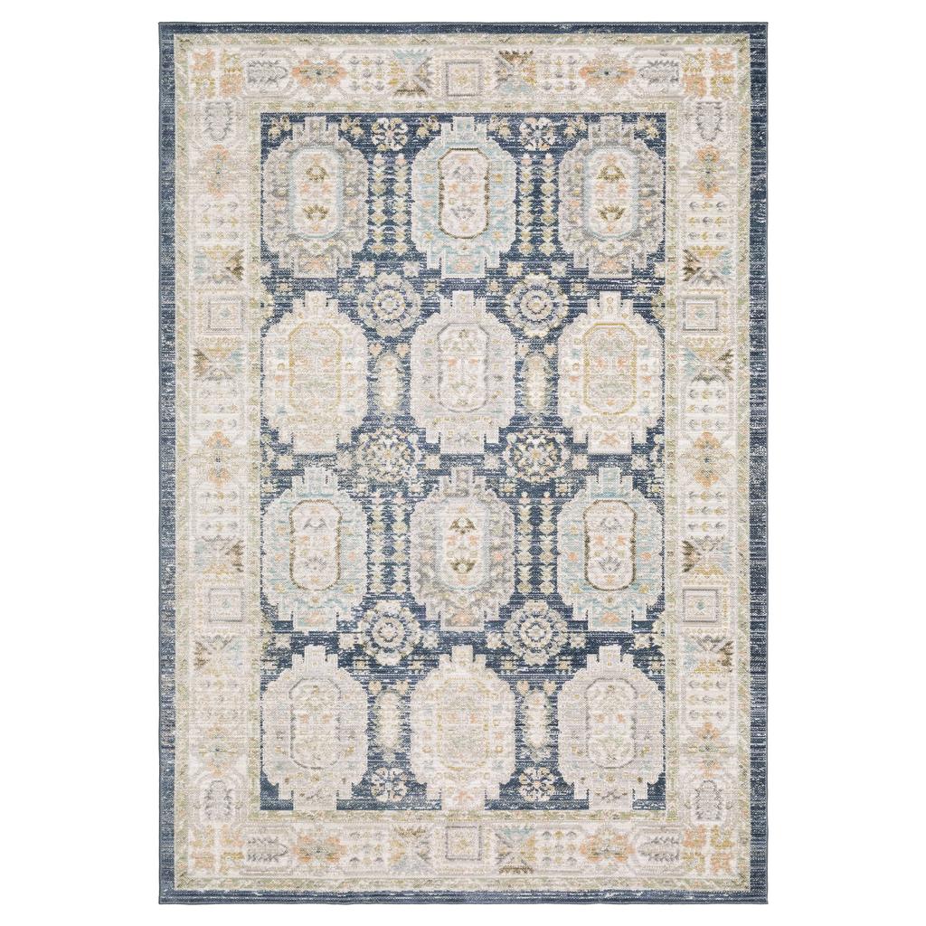 Oriental Weavers Cavett CAV07 Blue Rectangle Indoor Runner Oriental Pattern-