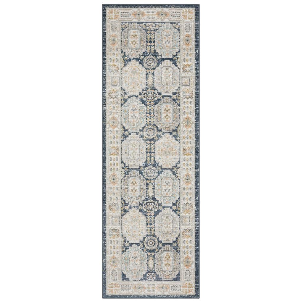 Oriental Weavers Cavett CAV07 Blue Rectangle Indoor Runner Oriental Pattern-