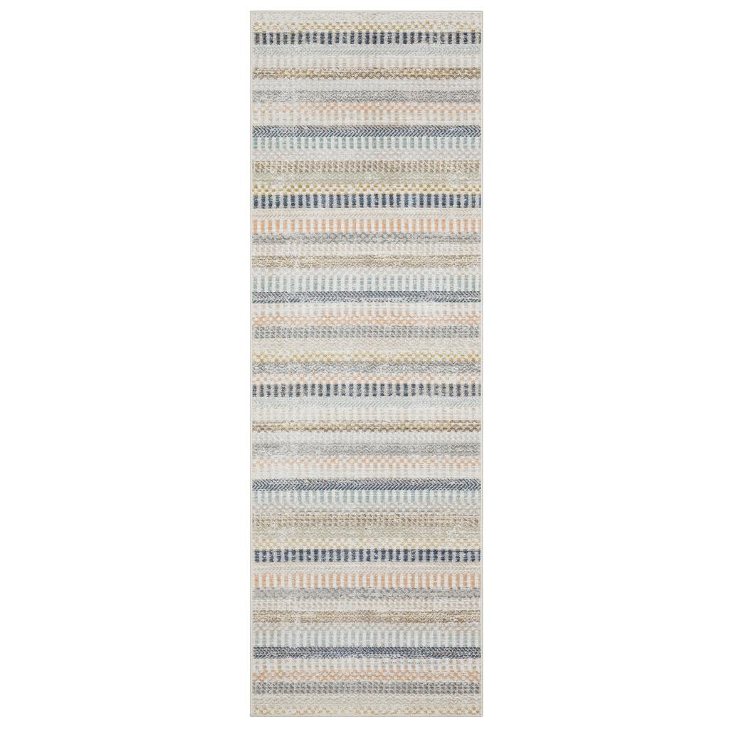 Oriental Weavers Cavett CAV08 Ivory Rectangle Indoor Runner Stripe Pattern-