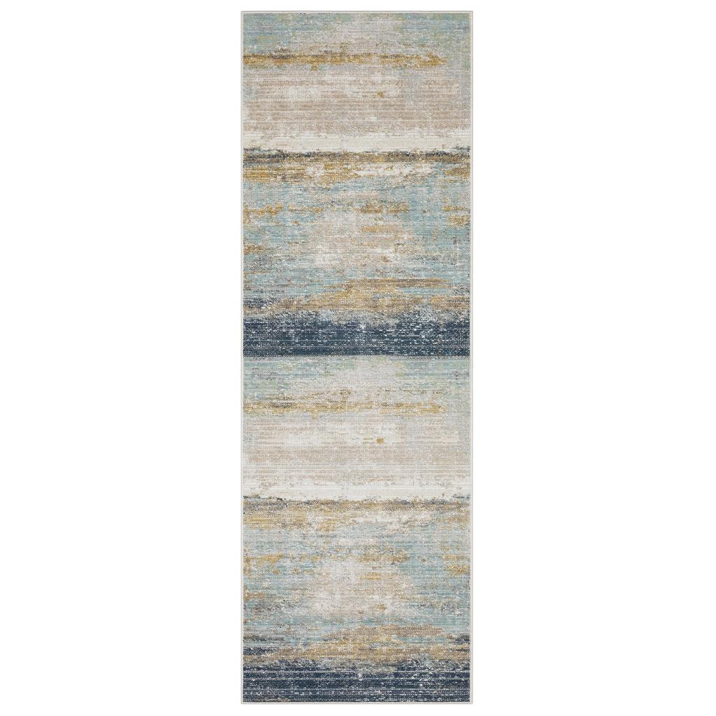 Oriental Weavers Cavett CAV09 Blue Rectangle Indoor Runner Abstract Pattern-