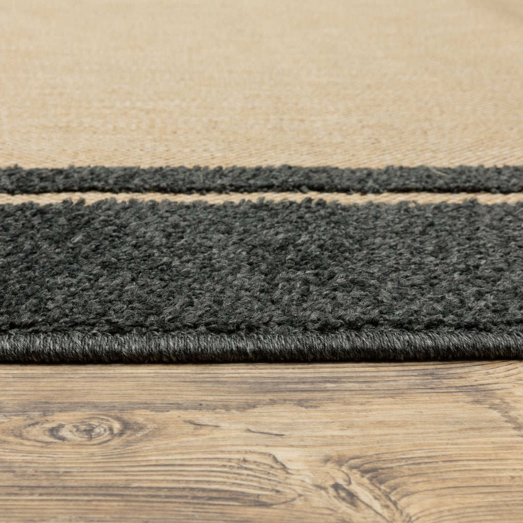 Oriental Weavers Cayman 5594K Sand/Charcoal Rectangle Indoor / Outdoor Area Rug - Stain Resistant Machine Made Patio Rug with Border Pattern