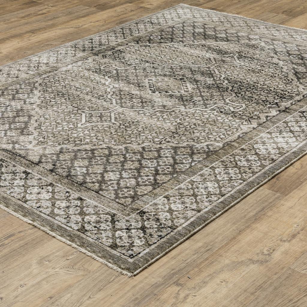 Oriental Weavers Chamberlain CH02D Grey Rectangle Indoor Area Rug Medallion Pattern-