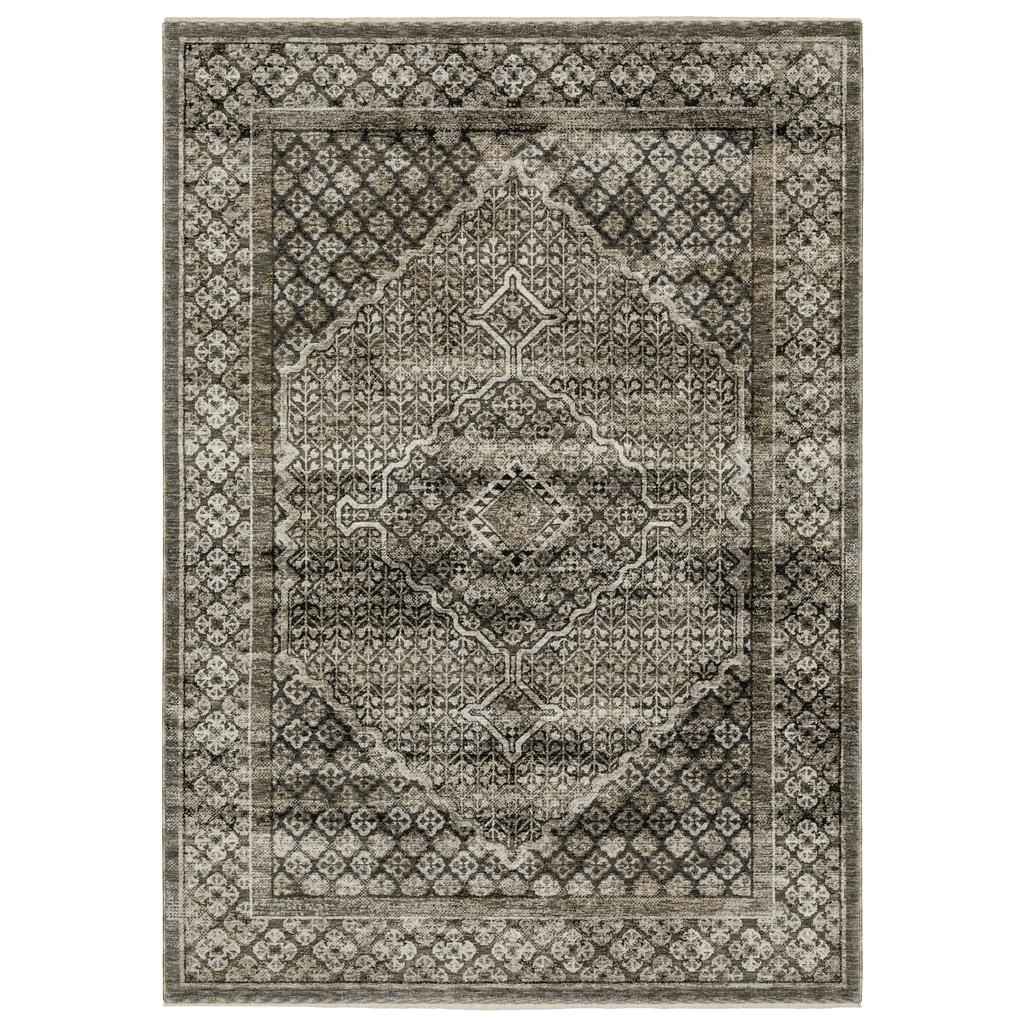 Oriental Weavers Chamberlain CH02D Grey Rectangle Indoor Area Rug Medallion Pattern-