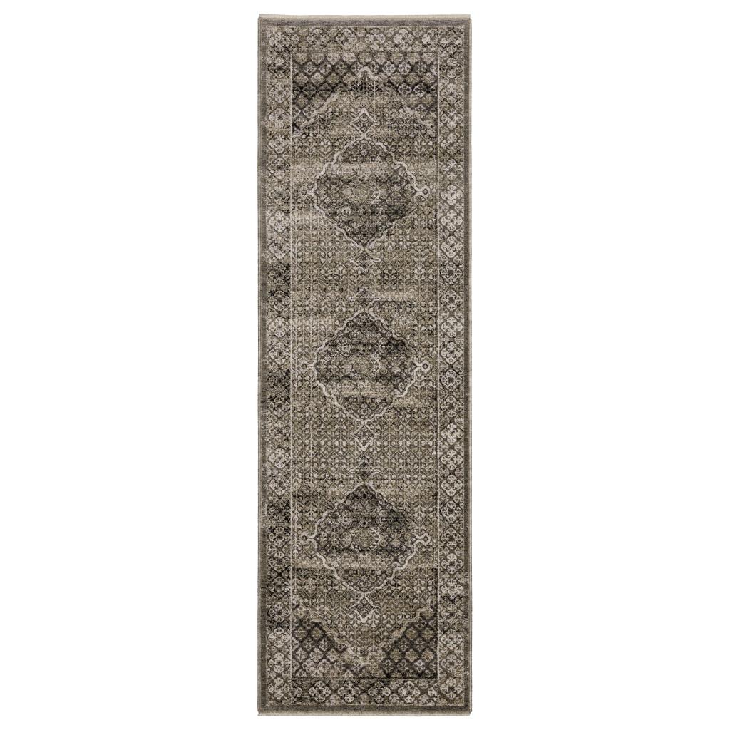 Oriental Weavers Chamberlain CH02D Grey Rectangle Indoor Runner Medallion Pattern-