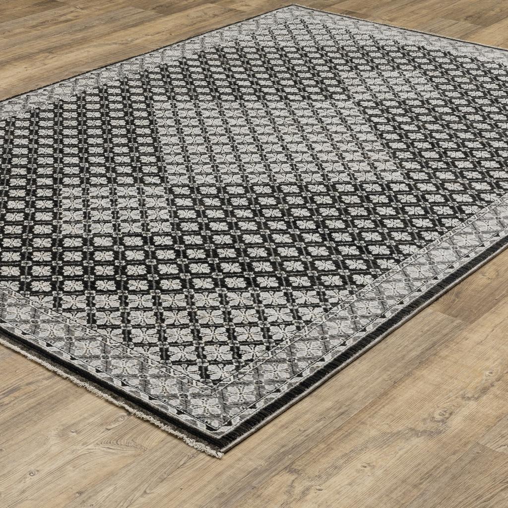 Oriental Weavers Chamberlain CH04A Black Rectangle Indoor Area Rug Diamond Pattern-