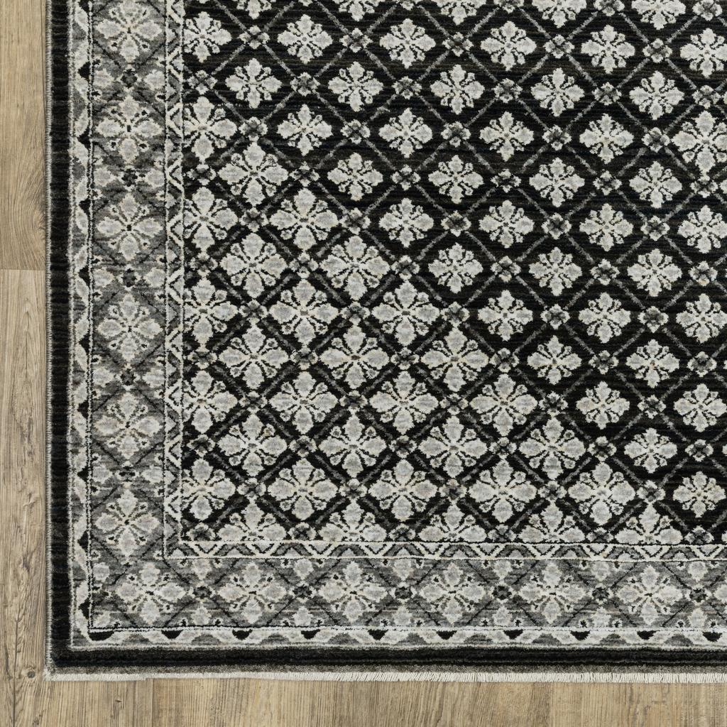 Oriental Weavers Chamberlain CH04A Black Rectangle Indoor Area Rug Diamond Pattern-