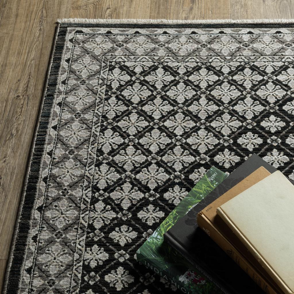 Oriental Weavers Chamberlain CH04A Black Rectangle Indoor Runner Diamond Pattern-