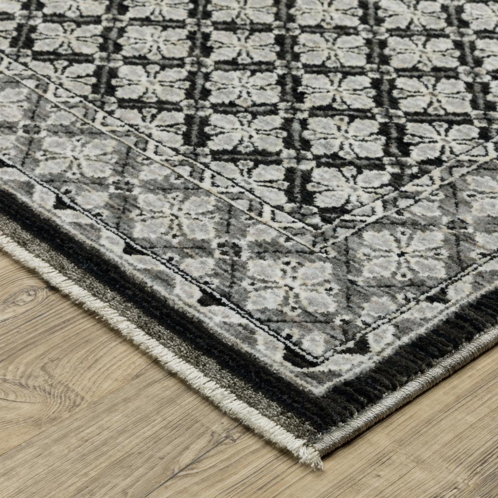 Oriental Weavers Chamberlain CH04A Black Rectangle Indoor Runner Diamond Pattern-