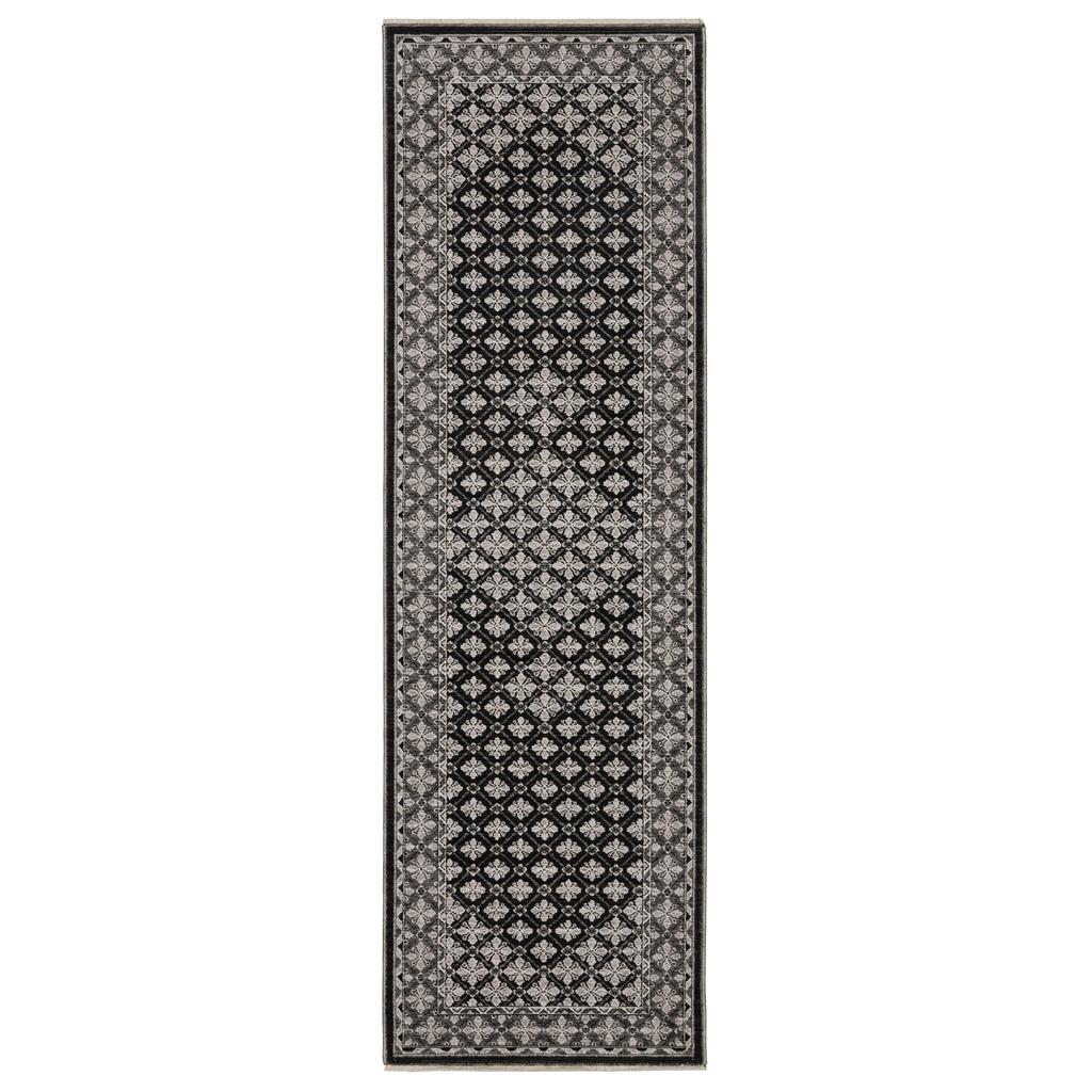 Oriental Weavers Chamberlain CH04A Black Rectangle Indoor Runner Diamond Pattern-