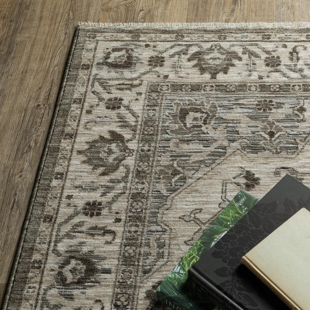 Oriental Weavers Chamberlain CH05A Grey Rectangle Indoor Area Rug Medallion Pattern-