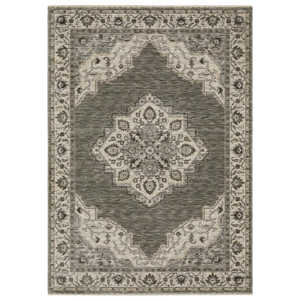 Oriental Weavers Chamberlain CH05A Grey Rectangle Indoor Area Rug Medallion Pattern-
