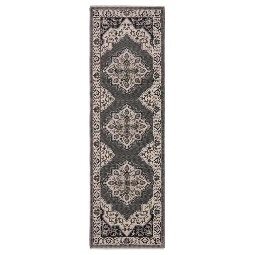 Oriental Weavers Chamberlain CH05A Grey Rectangle Indoor Runner Medallion Pattern-