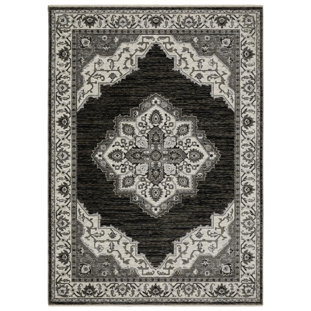 Oriental Weavers Chamberlain CH05C Charcoal Rectangle Indoor Area Rug Medallion Pattern-