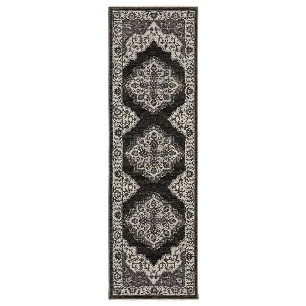 Oriental Weavers Chamberlain CH05C Charcoal Rectangle Indoor Runner Medallion Pattern-