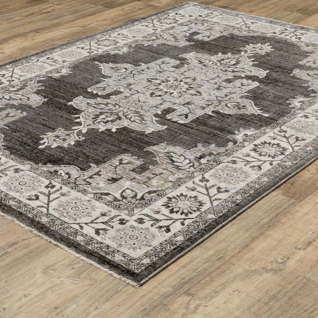 Oriental Weavers Chamberlain CH08B Grey Rectangle Indoor Area Rug Medallion Pattern-
